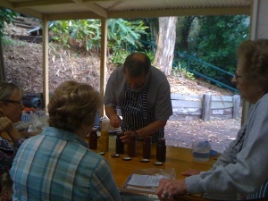 Brother Howard judging the preserves section, Brookfield Show